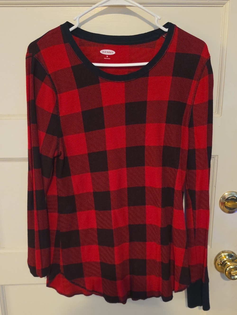 Old Navy Red and Black Buffalo Plaid Long Sleeve Tee